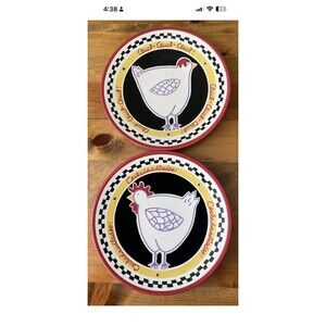 Becky Denny Rooster/Chicken "Cockadoodledoo" Plate 12" Dinner/Serving Plate